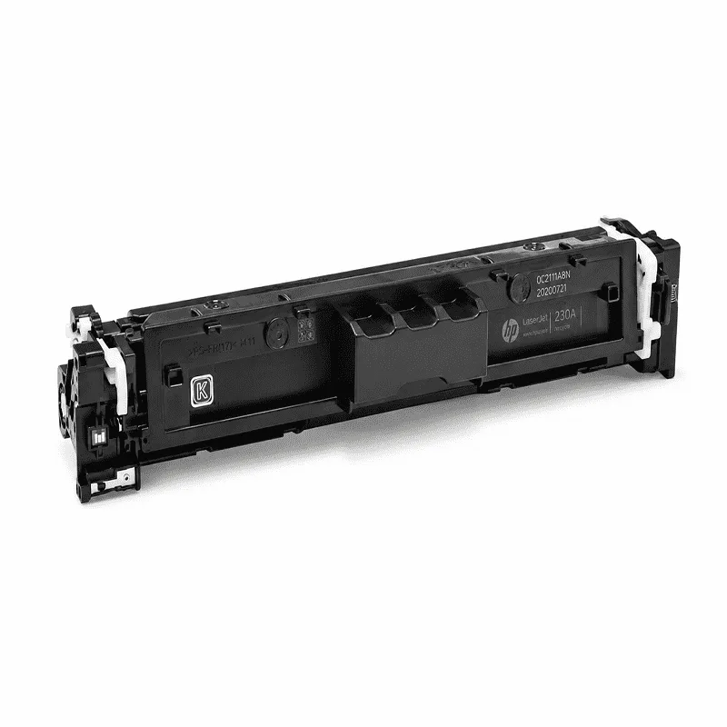 tóner HP 230A W2300A negro junto a una impresora HP Pro serie 4203 o 4303 para referencia de compatibilidad