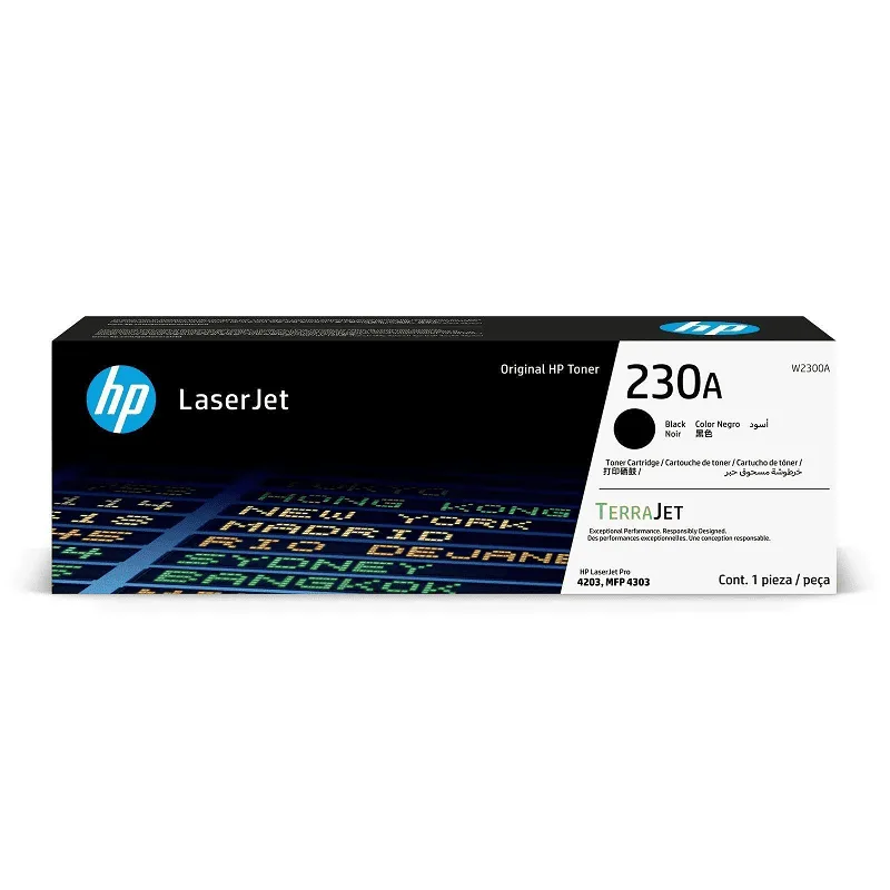 Cartucho de tóner HP 230A W2300A negro con sello de garantía y empaque original sellado
