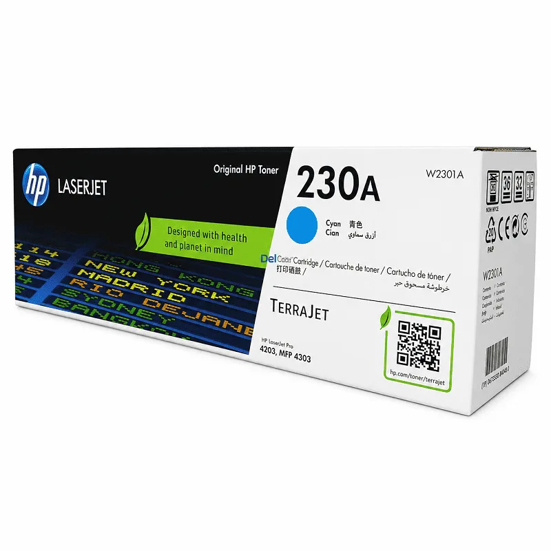 Cartucho de tóner HP 230A cyan W2301A con etiqueta de autenticidad