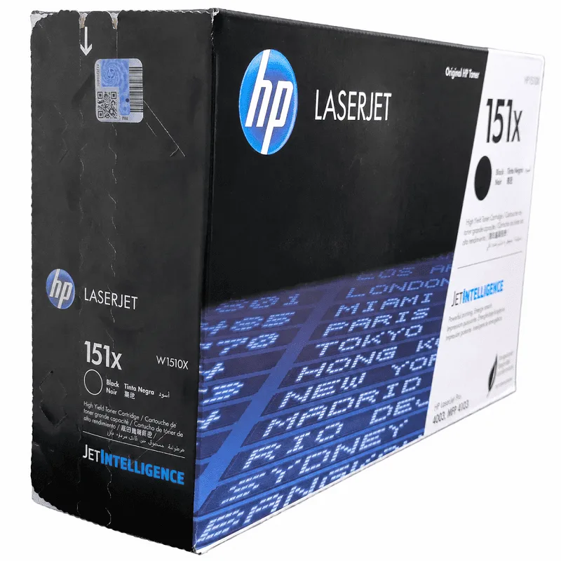 Cartucho de tóner HP 151X W1510X sellado en su empaque original para impresora láser