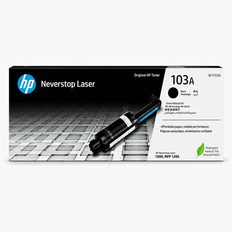 Empaque sellado del tóner HP 103A W1103A negro, original para impresoras láser HP 1000w y 1200w