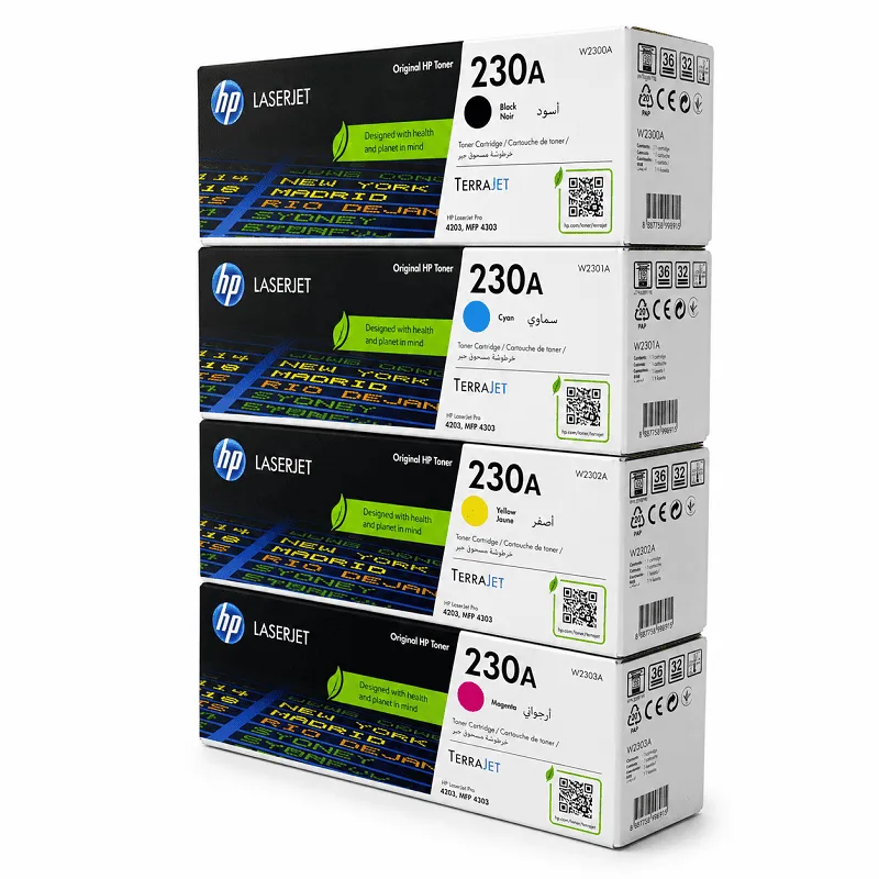 Toner HP 230A para Color LaserJet Pro 4203 y Pro MFP 4303 – Kit 4 Colores