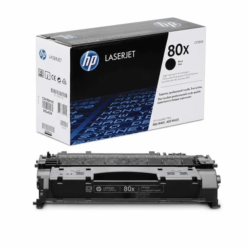 Cartucho de tóner HP 80X CF280X negro con sello de garantía original