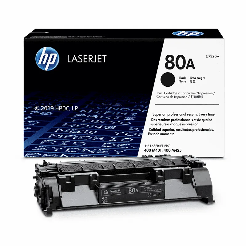 Toner HP CF280A 80A Negro Original para LaserJet Pro M401dw y M425dn